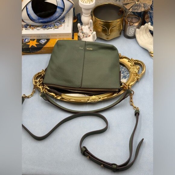 🆕 OROTON 🧿 NWOT Lily Zip Top Leather Crossbody, Olive - Picture 15 of 16